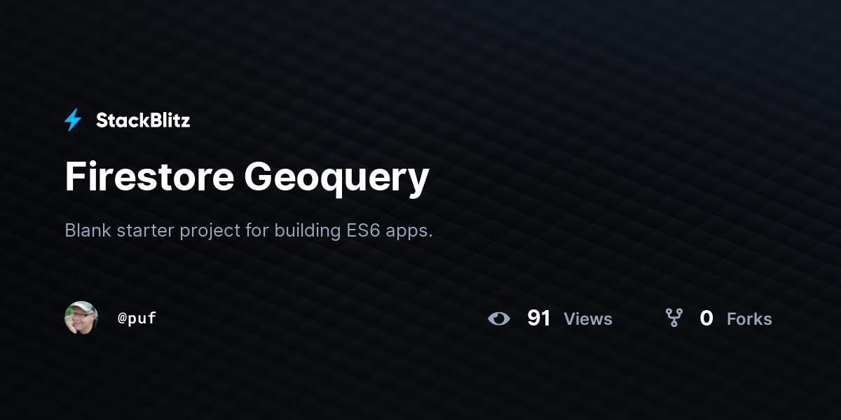 Firestore Geoquery - StackBlitz