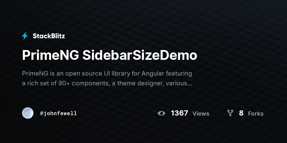 PrimeNG SidebarSizeDemo - StackBlitz