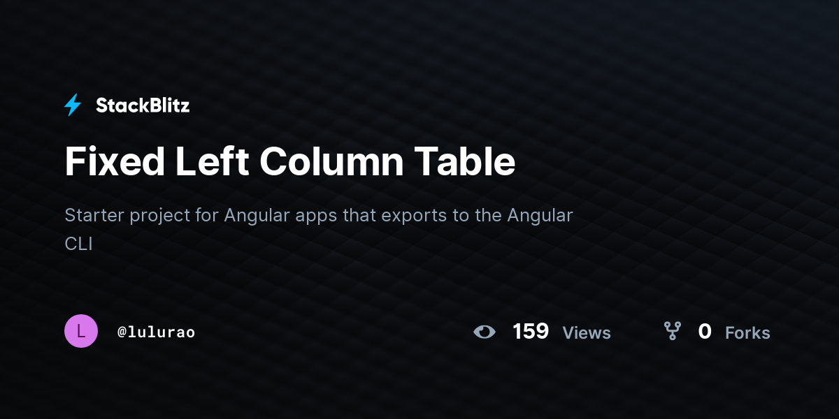 Fixed Left Column Table - StackBlitz