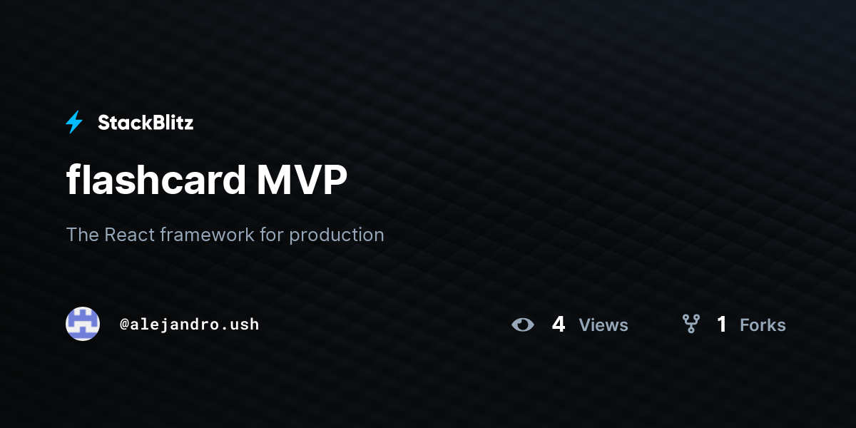 flashcard MVP - StackBlitz