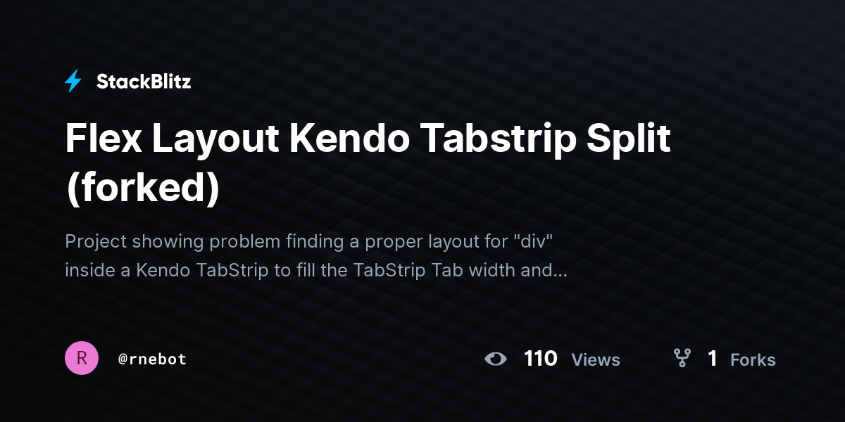 Flex Layout Kendo Tabstrip Split (forked) StackBlitz