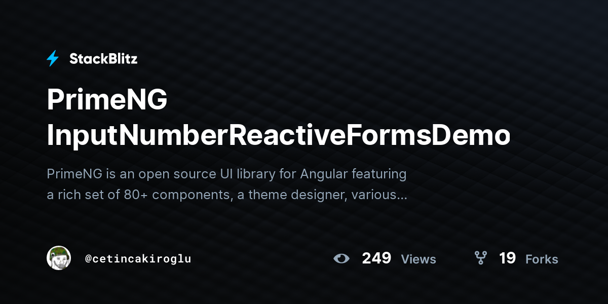 PrimeNG InputNumberReactiveFormsDemo - StackBlitz