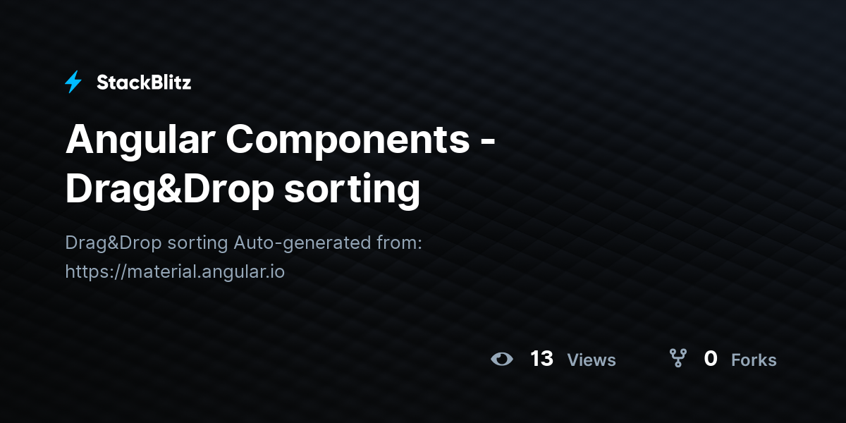 Angular Components - Drag&Drop sorting - StackBlitz