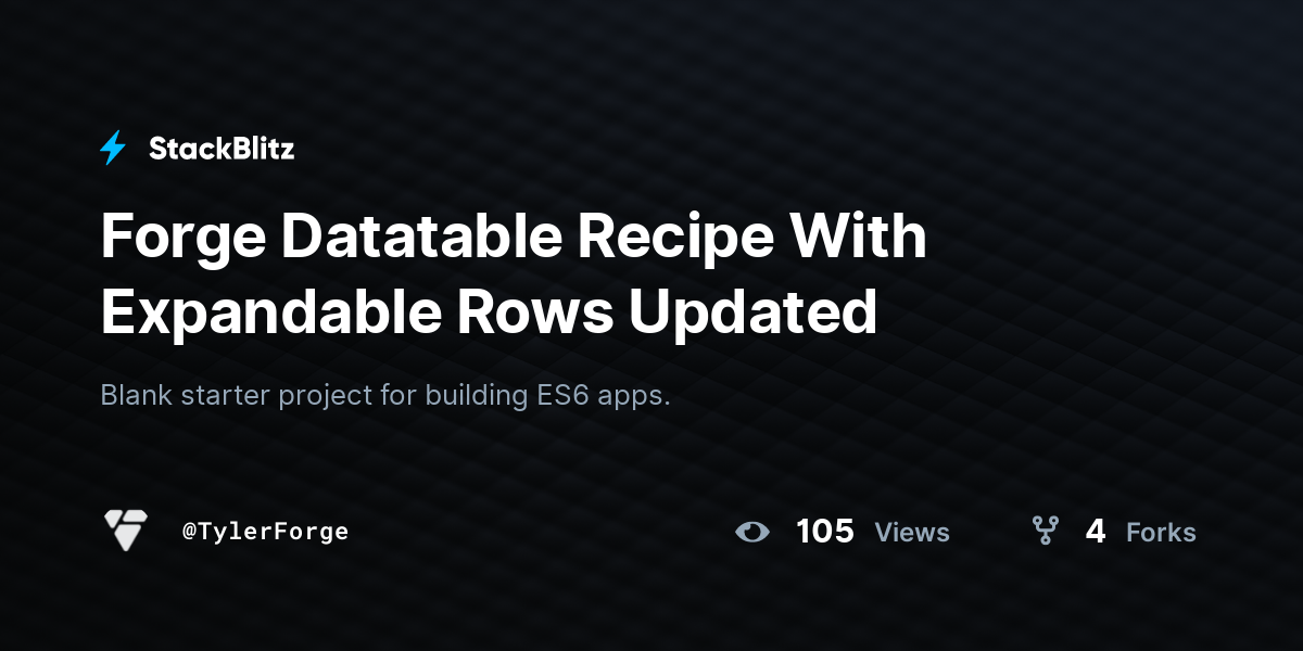 Forge Datatable Recipe With Expandable Rows Updated - StackBlitz