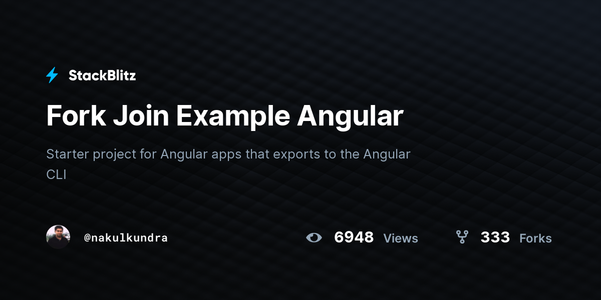 Fork Join Example Angular StackBlitz