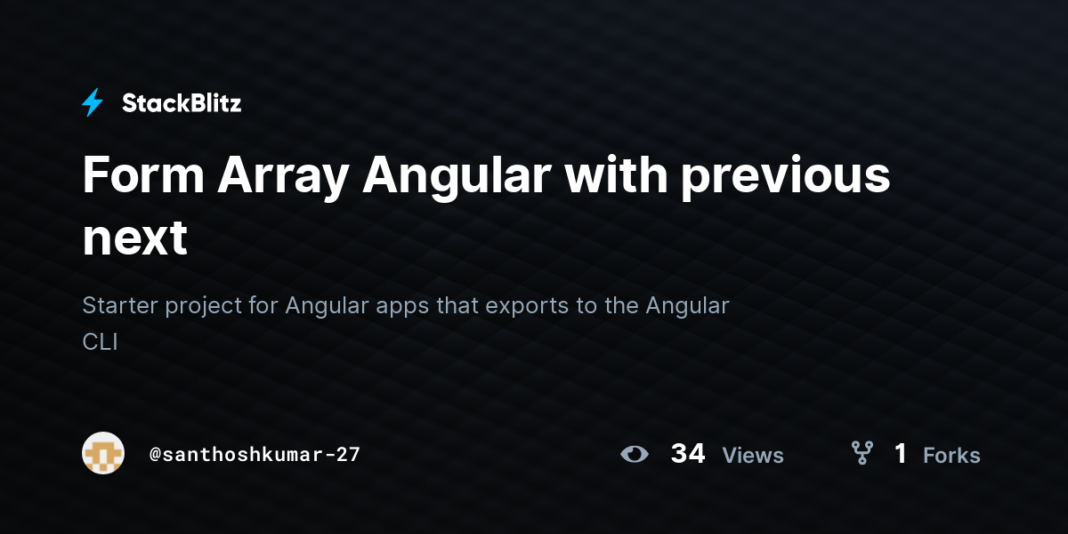 Form Array Angular with previous next - StackBlitz