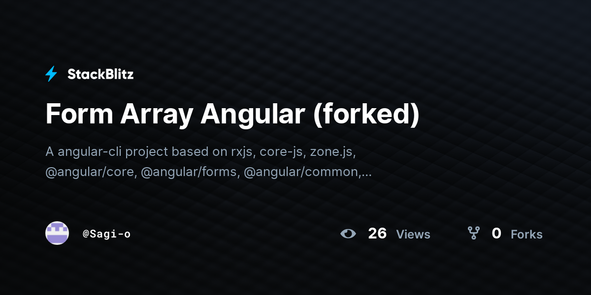 Form Array Angular (forked) - StackBlitz