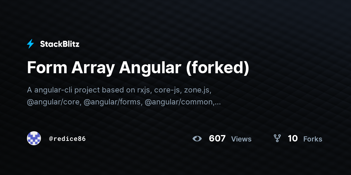 Form Array Angular (forked) - StackBlitz