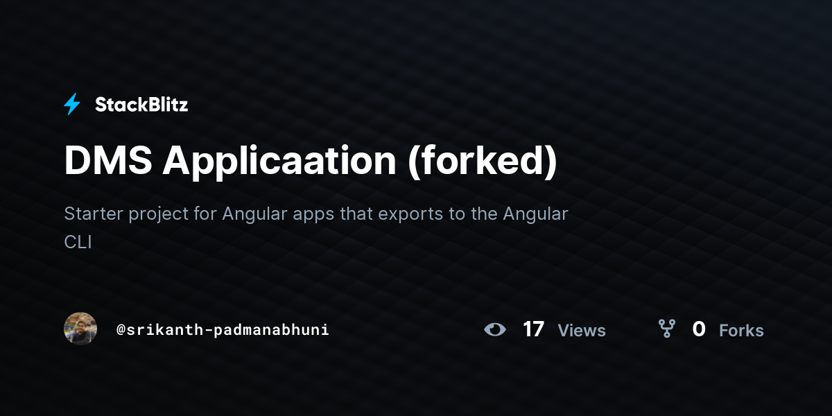 DMS Applicaation (forked) - StackBlitz