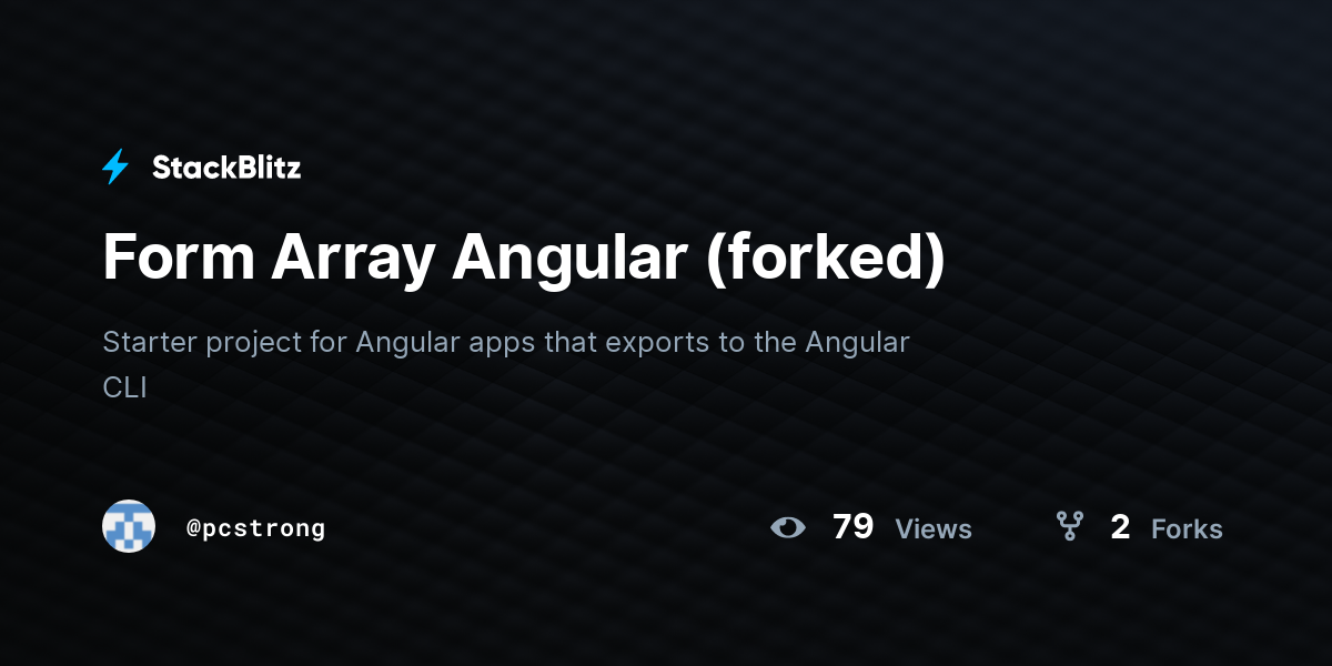 Form Array Angular (forked) - StackBlitz