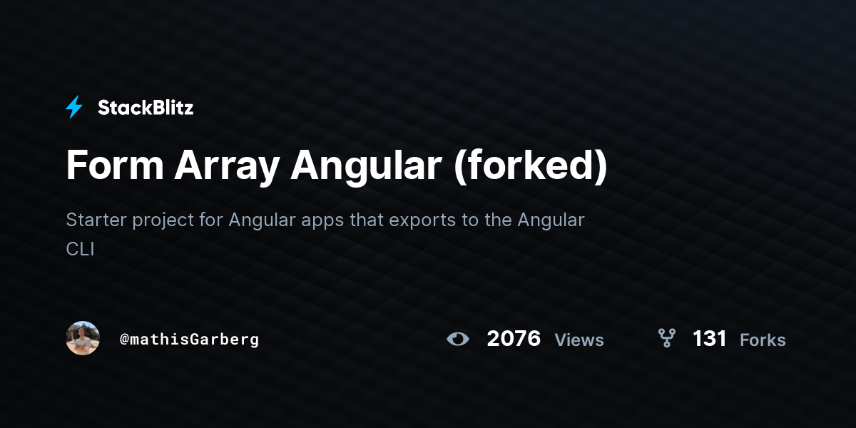 Form Array Angular (forked) - StackBlitz