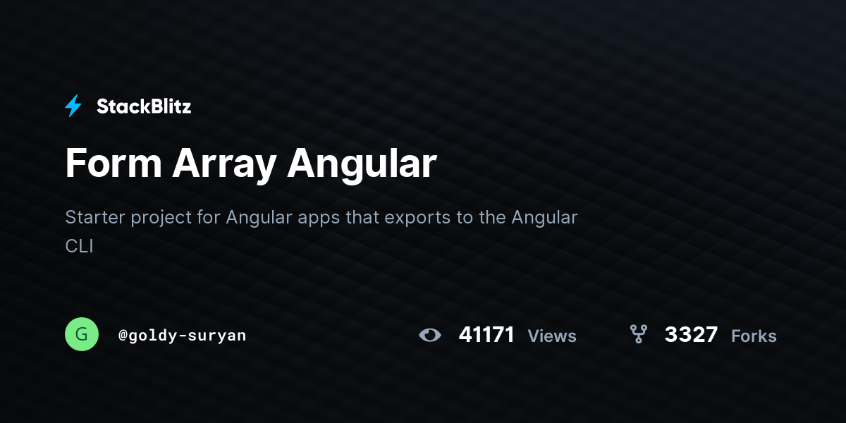 Form Array Angular - StackBlitz