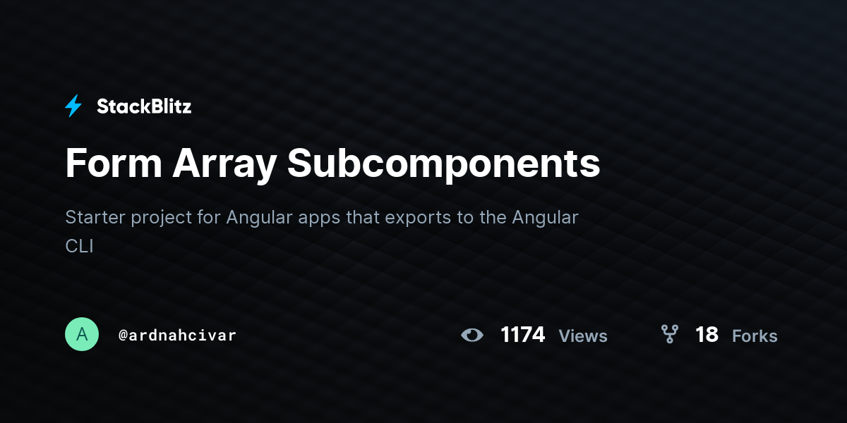 Form Array Subcomponents - StackBlitz
