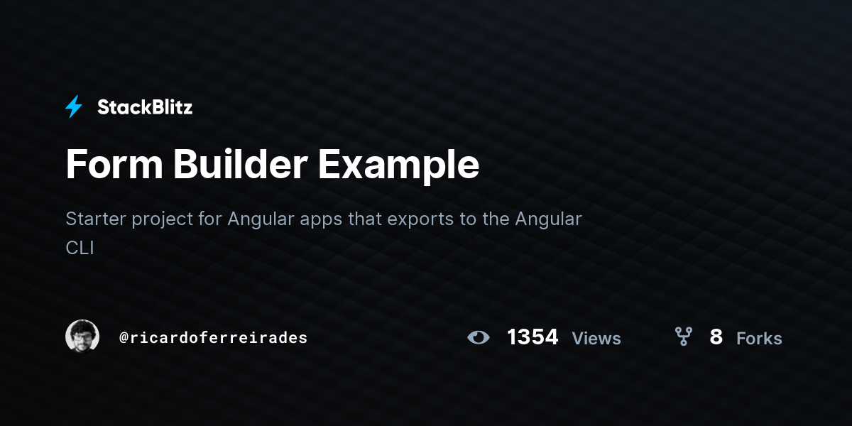 Form Builder Example - StackBlitz