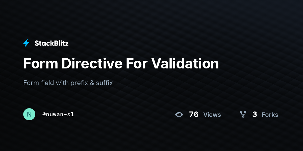 Form Directive For Validation - StackBlitz