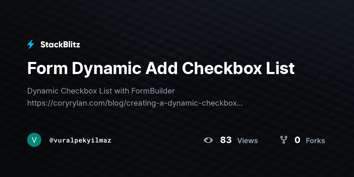 Form Dynamic Add Checkbox List - StackBlitz