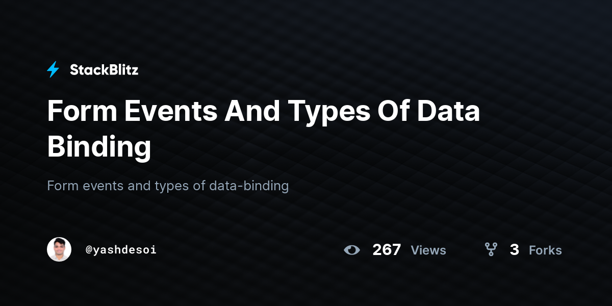 Form Events And Types Of Data Binding - StackBlitz