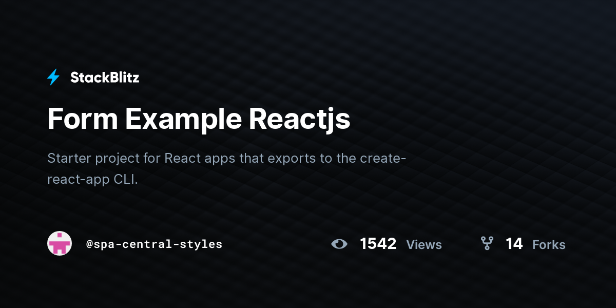 Form Example Reactjs StackBlitz
