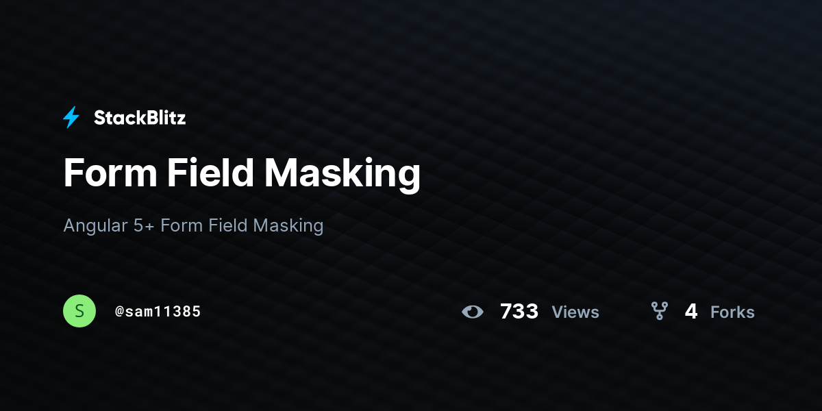 Form Field Masking Stackblitz
