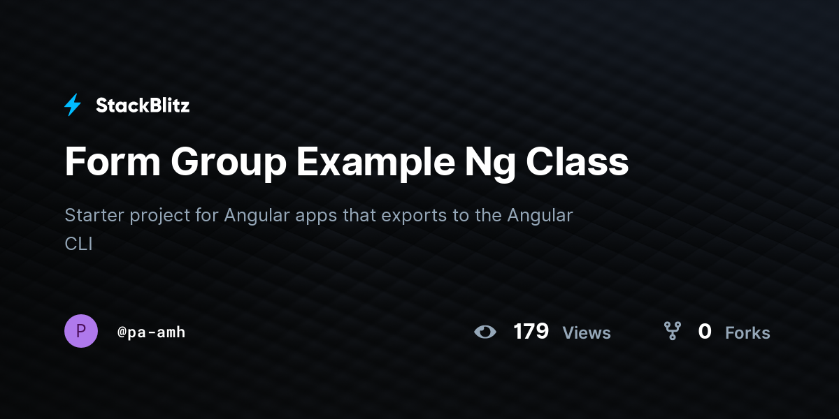 Form Group Example Ng Class - StackBlitz