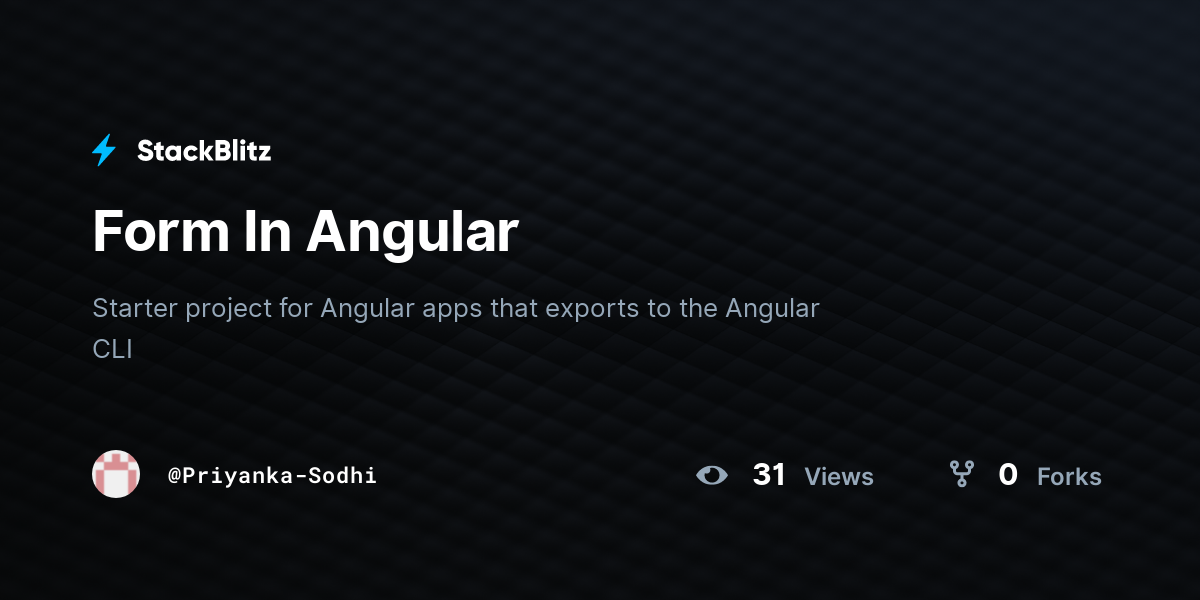 Form In Angular - StackBlitz