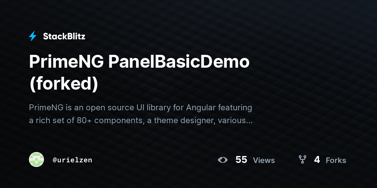 PrimeNG PanelBasicDemo (forked) - StackBlitz