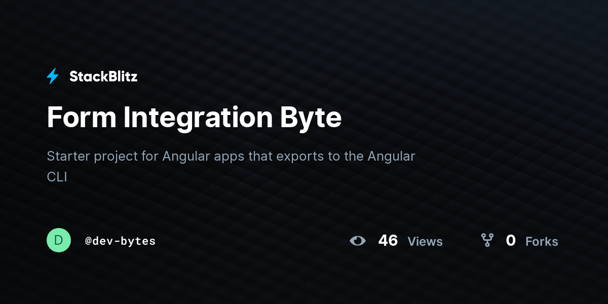 Form Integration Byte - StackBlitz