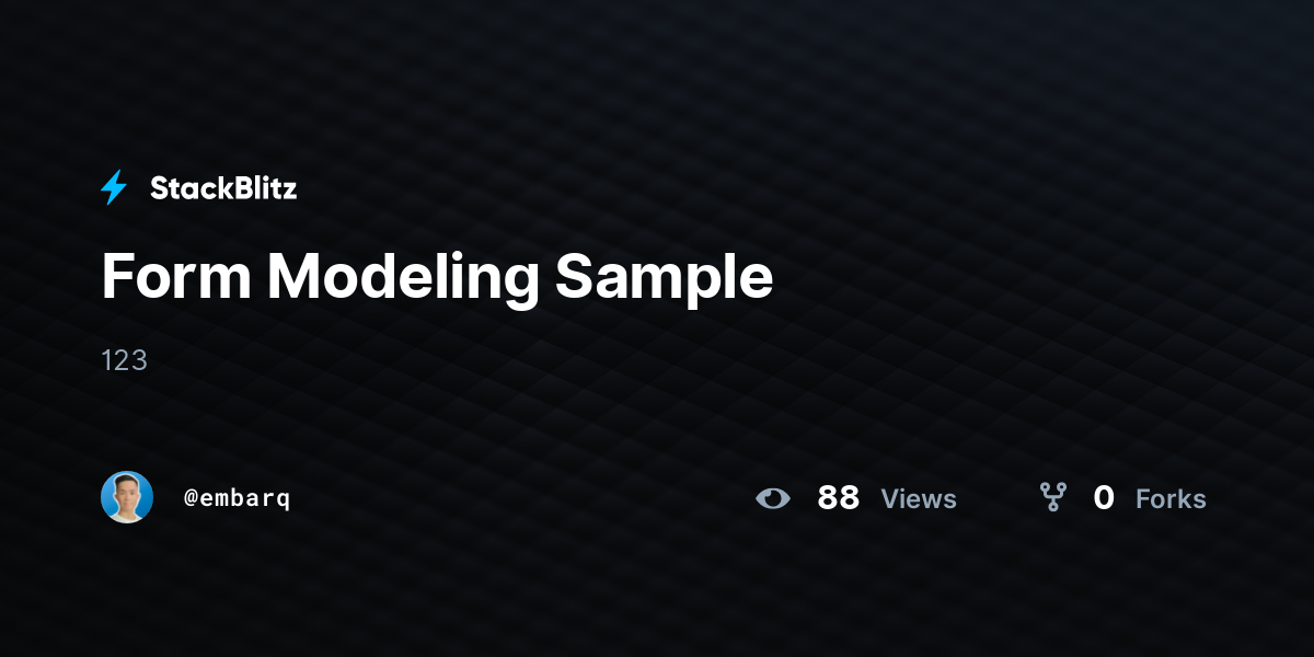 Form Modeling Sample - StackBlitz