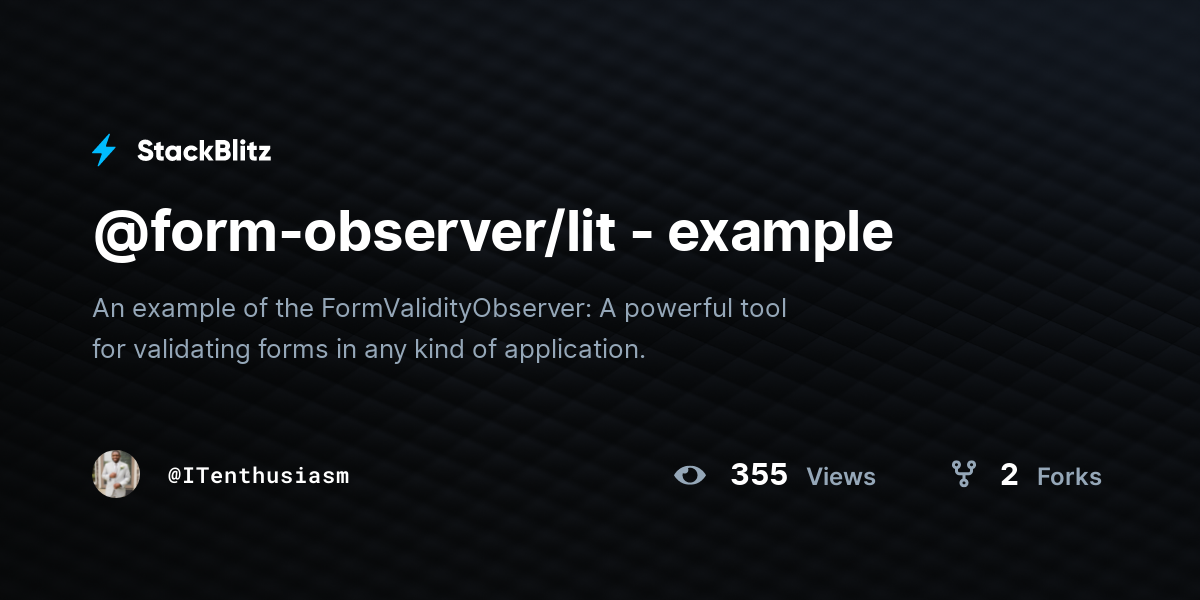 @form-observer/lit - example - StackBlitz