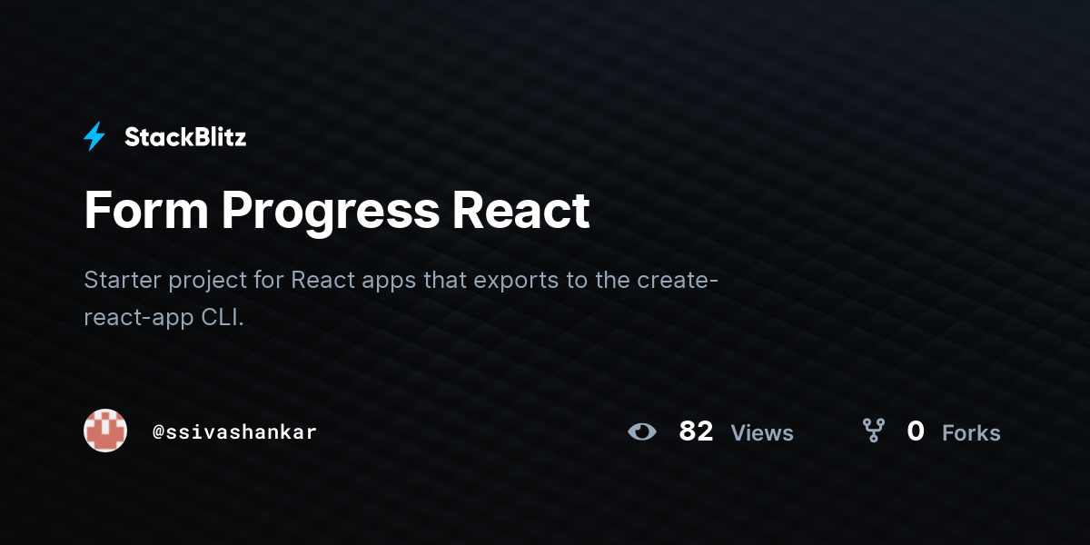 Form Progress React - StackBlitz