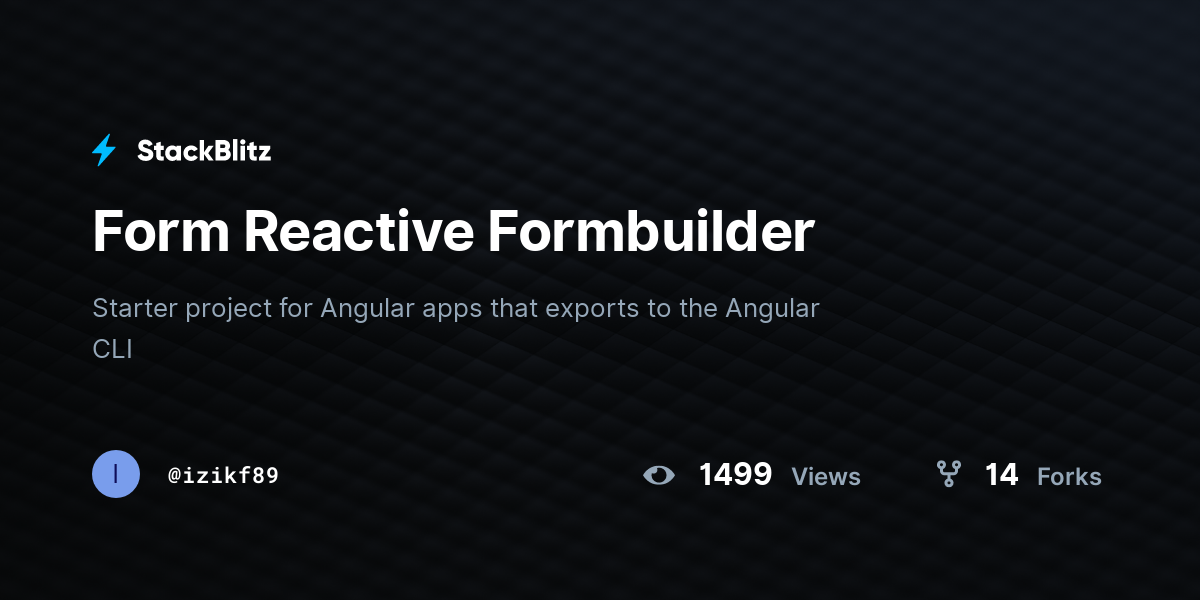 Form Reactive Formbuilder - StackBlitz