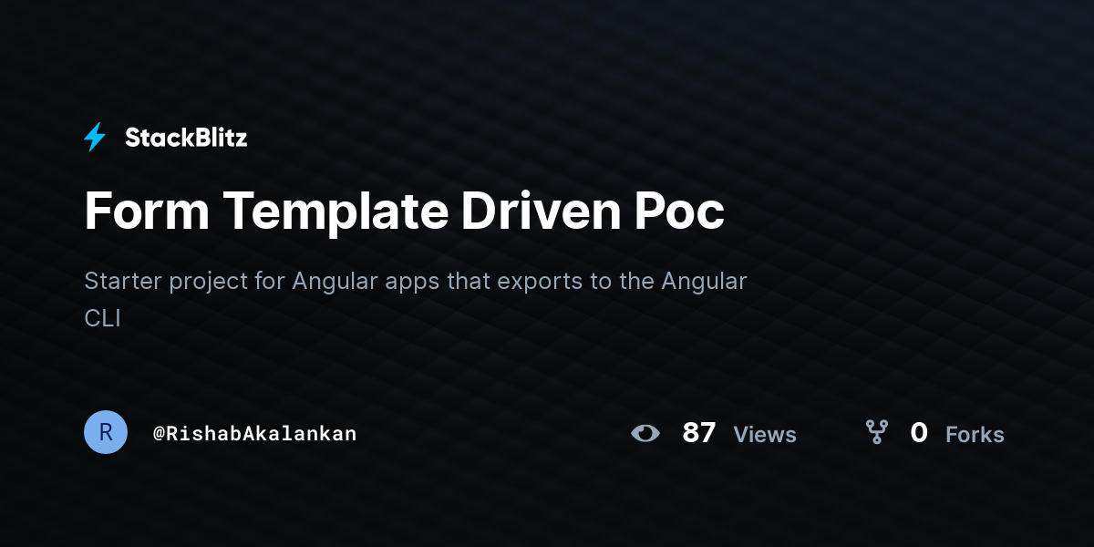 Form Template Driven Poc - StackBlitz