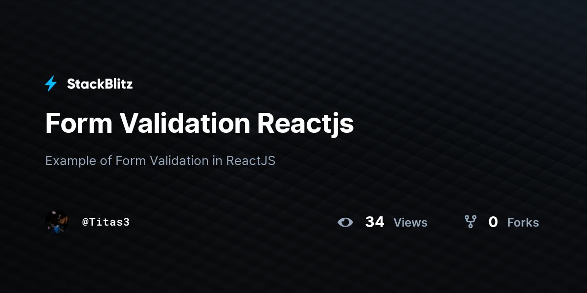 Form Validation Reactjs - StackBlitz