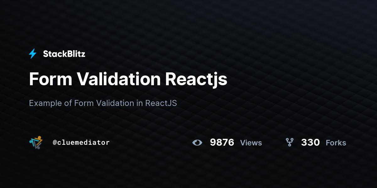 Form Validation Reactjs - StackBlitz