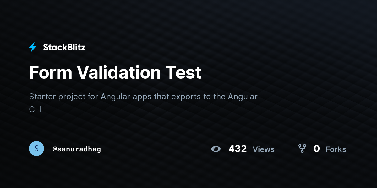 Form Validation Test - StackBlitz