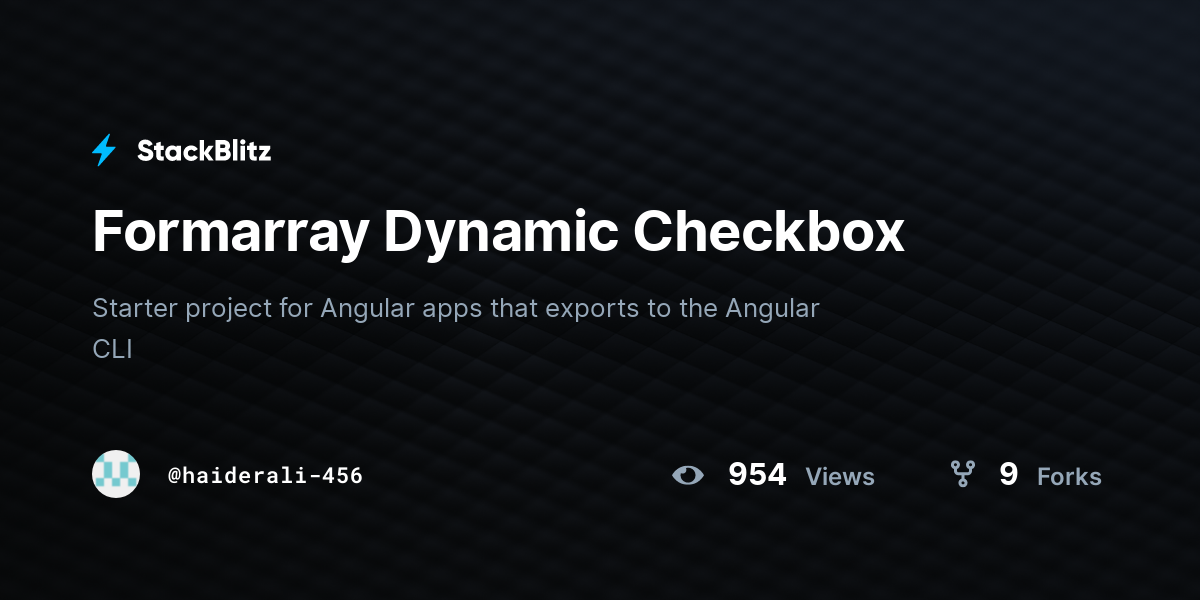 Formarray Dynamic Checkbox - StackBlitz