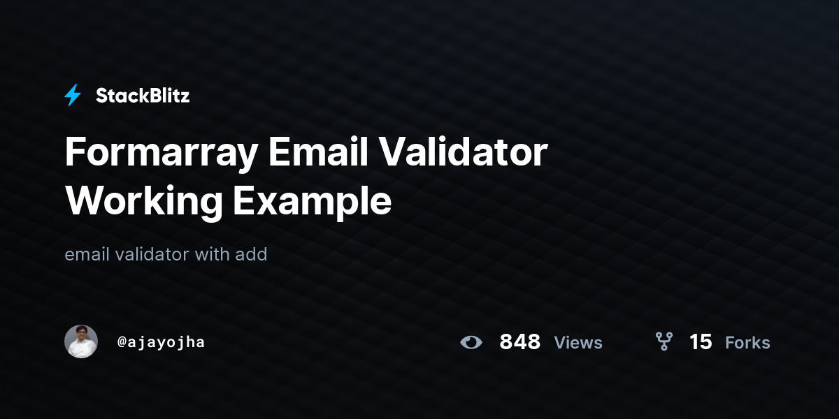 Formarray Email Validator Working Example - StackBlitz