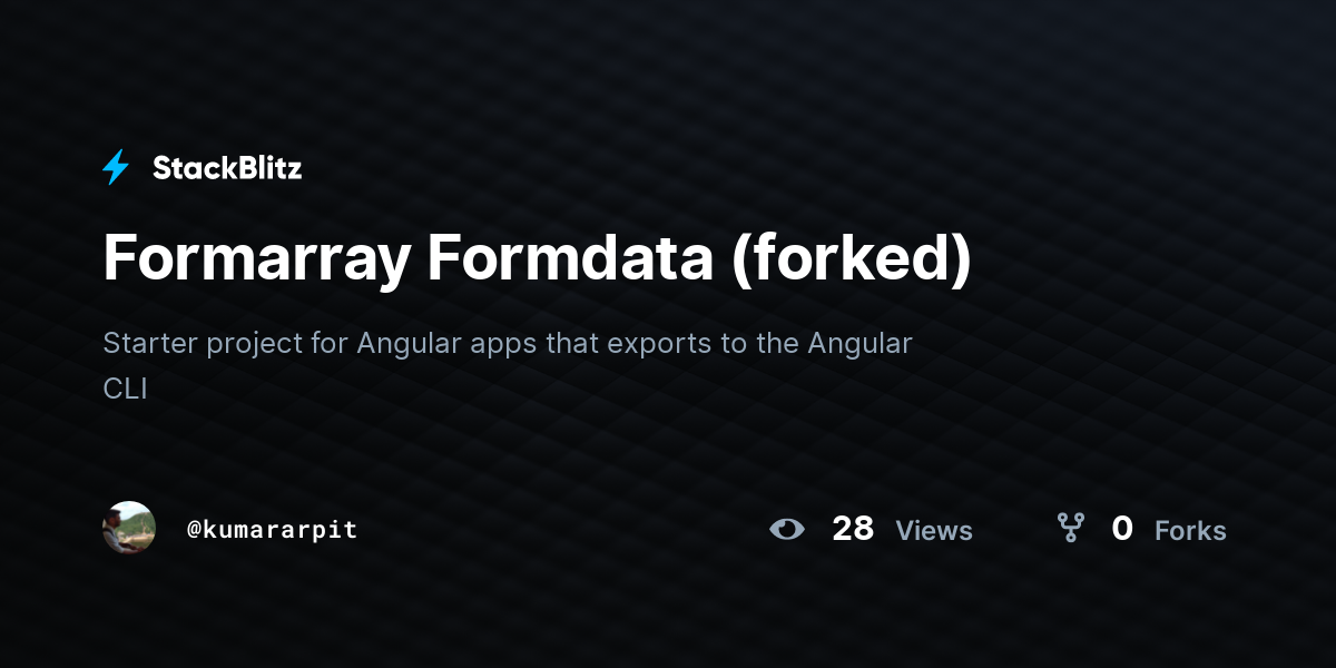 Formarray Formdata (forked) - StackBlitz