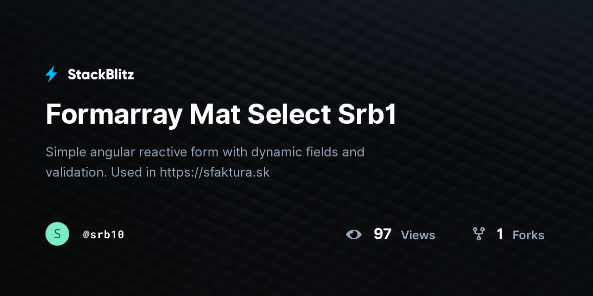 Formarray Mat Select Srb1 - StackBlitz