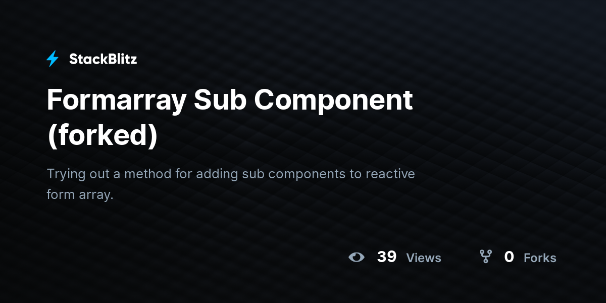 Formarray Sub Component (forked) - StackBlitz