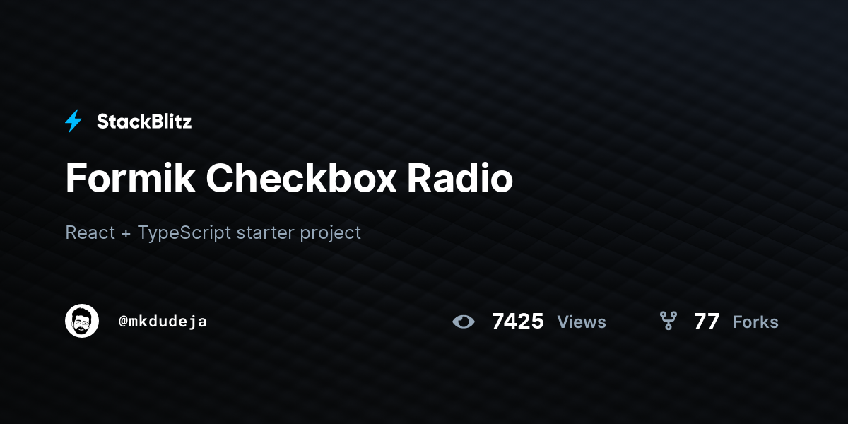 Formik Checkbox Radio - StackBlitz