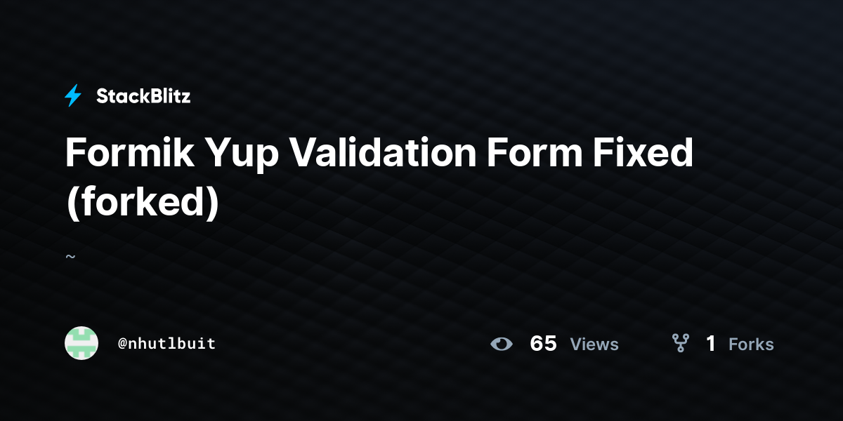 react form validation with formik and yup