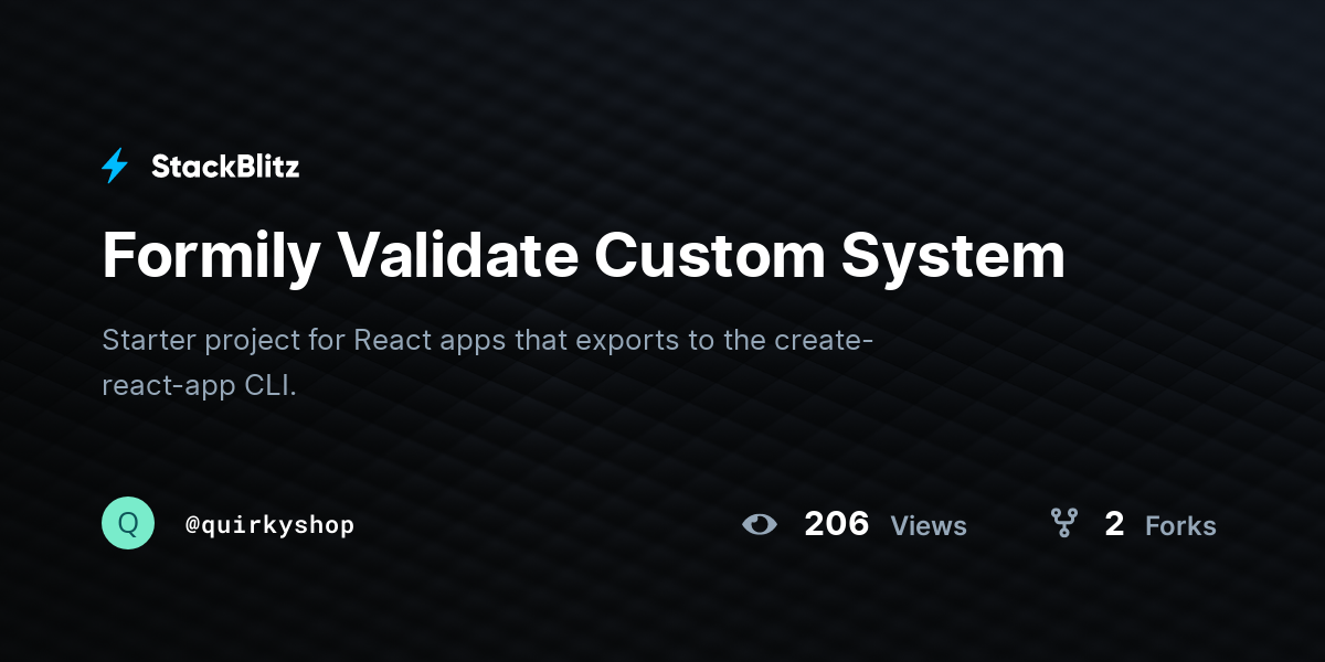 Formily Validate Custom System - StackBlitz