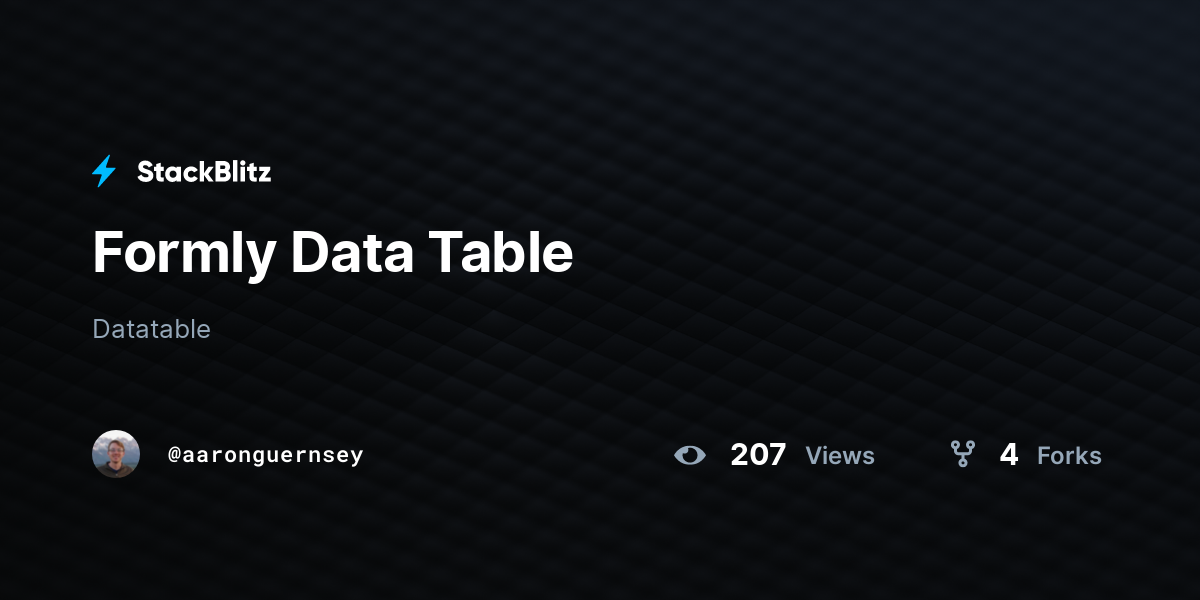 Formly Data Table - StackBlitz