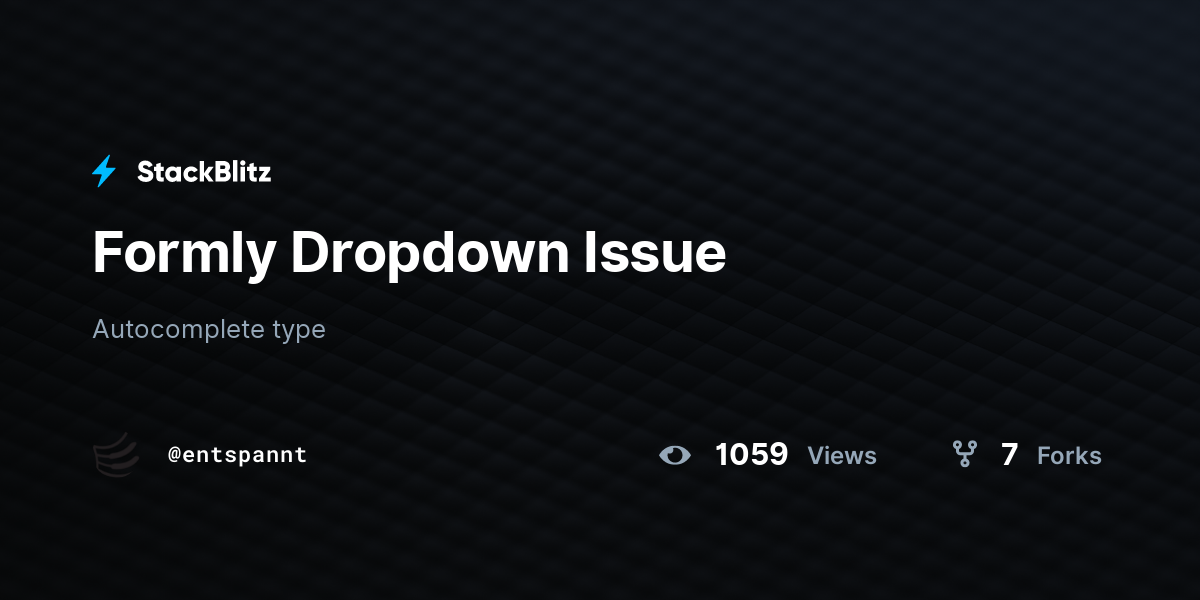 Formly Dropdown Issue - StackBlitz