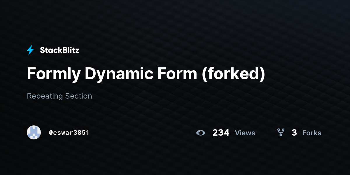 Formly Dynamic Form (forked) - StackBlitz