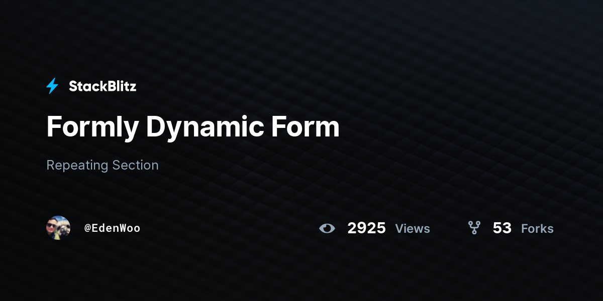 Formly Dynamic Form - StackBlitz