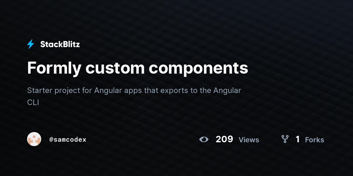 Formly custom components - StackBlitz
