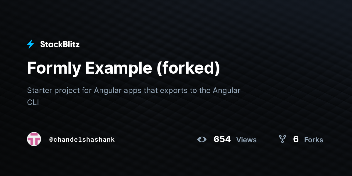 Formly Example (forked) - StackBlitz