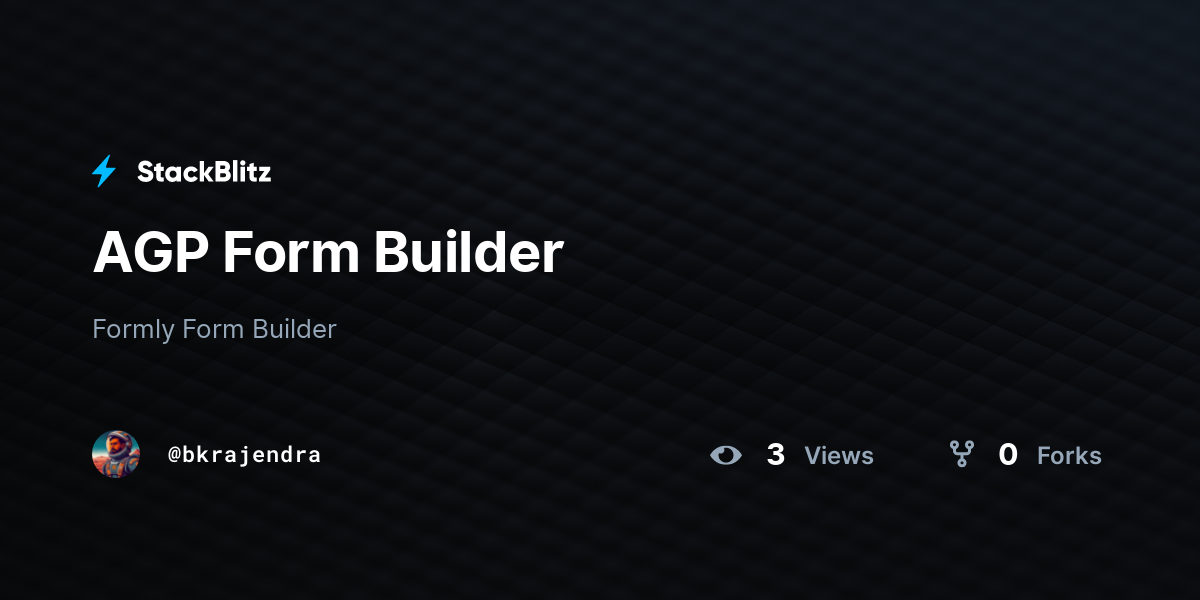 AGP Form Builder - StackBlitz